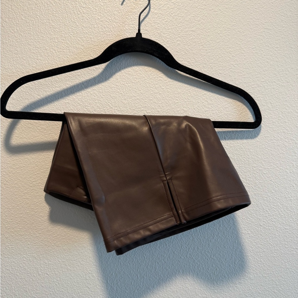 Cider Chocolate Faux Leather Skirt